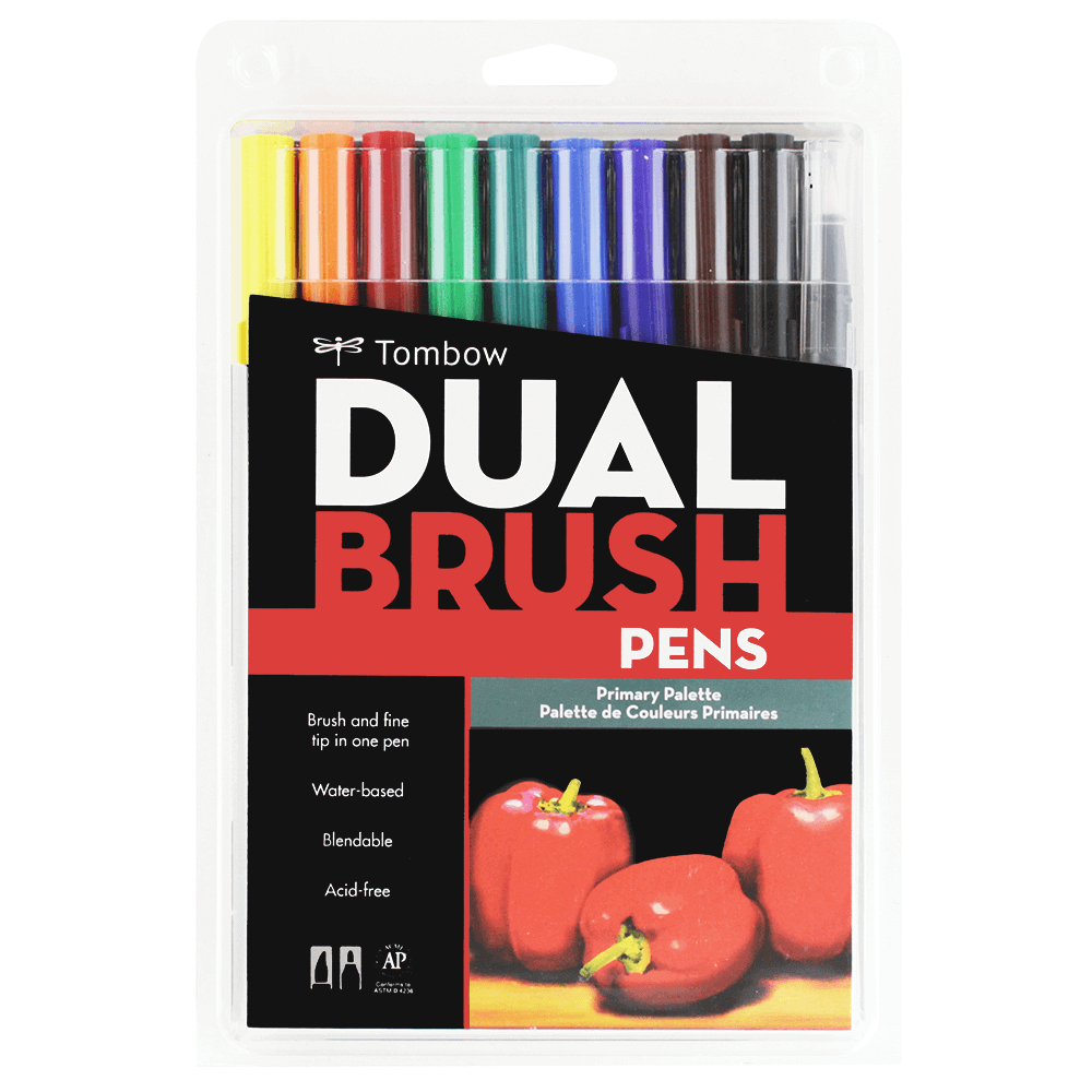 Caneta Pincel Dual Brush Tombow 10 Cores Primarias